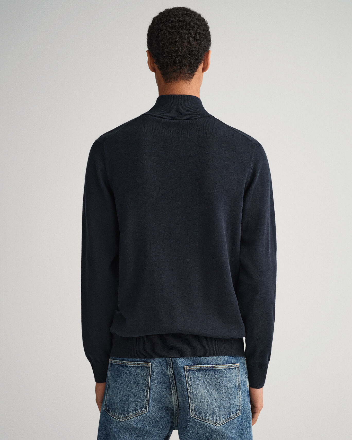 Gant Sacker Rib Half Zip Sweater- Evening Blue - Corcoran's Menswear