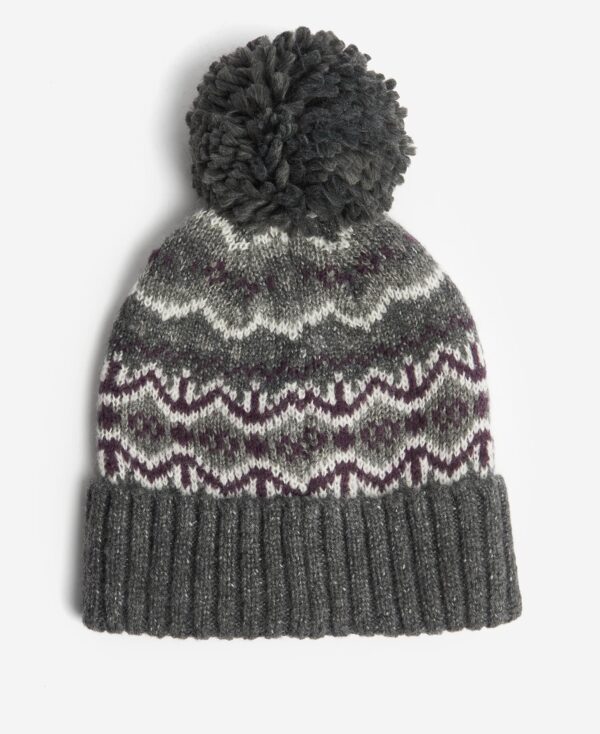 Barbour Case Fairisle Beanie- Black Slate Tartan - Image 2