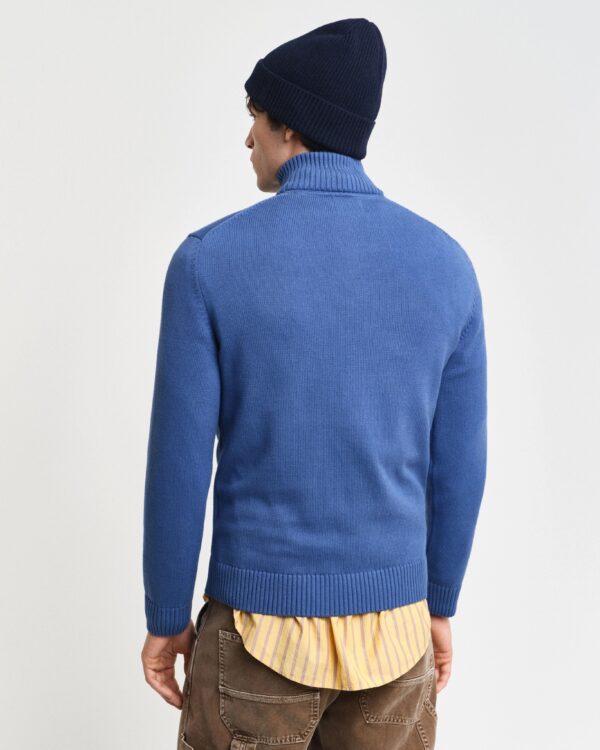 Gant Casual Cotton Half Zip Sweater - Vintage Blue - Image 3