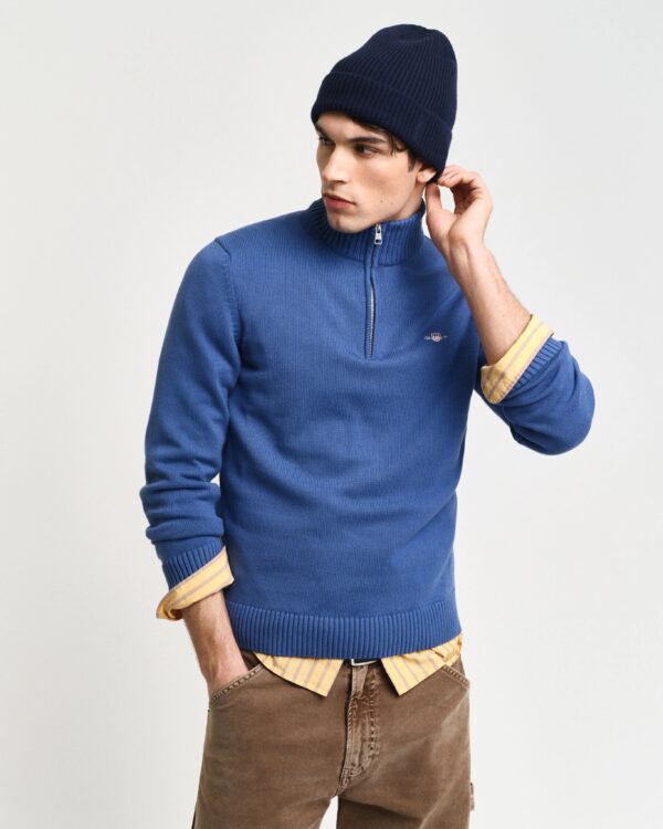 Gant Casual Cotton Half Zip Sweater - Vintage Blue