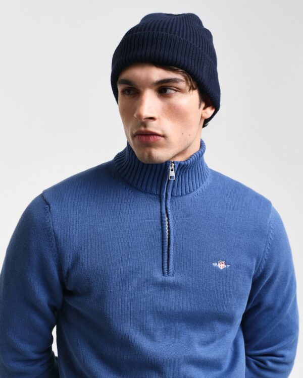 Gant Casual Cotton Half Zip Sweater - Vintage Blue - Image 2